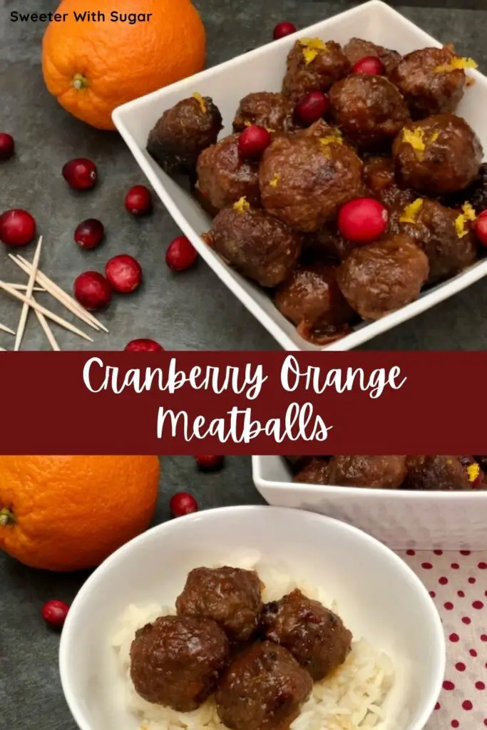Cranberry Orange Meatballs are easy to make and so delicious. They can be served over rice as a main course or as an appetizer. #Meatballs #Cranberry #Orange #SimplyOrange #EasyDinnerIdeas #Christmas #Thanksgiving #PartyIdeas