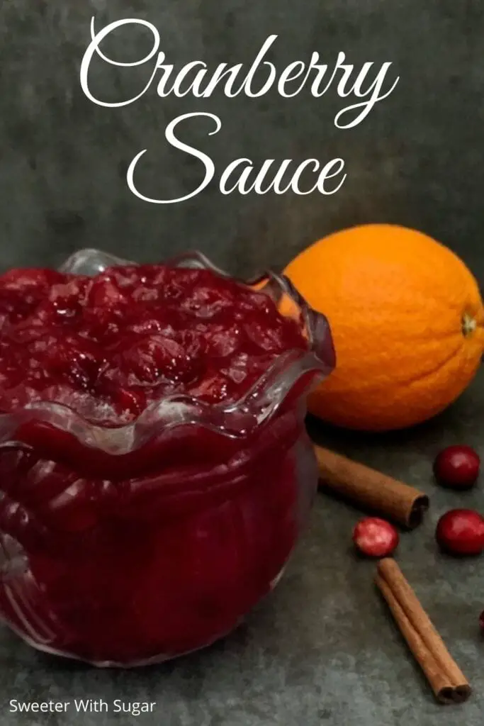 Cranberry Sauce is a super easy traditional recipe that adds a lot of color and flavor to your holiday meals. It tastes great on turkey and turkey sandwiches. #Thanksgiving #Dressings #CranberrySauce #Holiday #Sauces