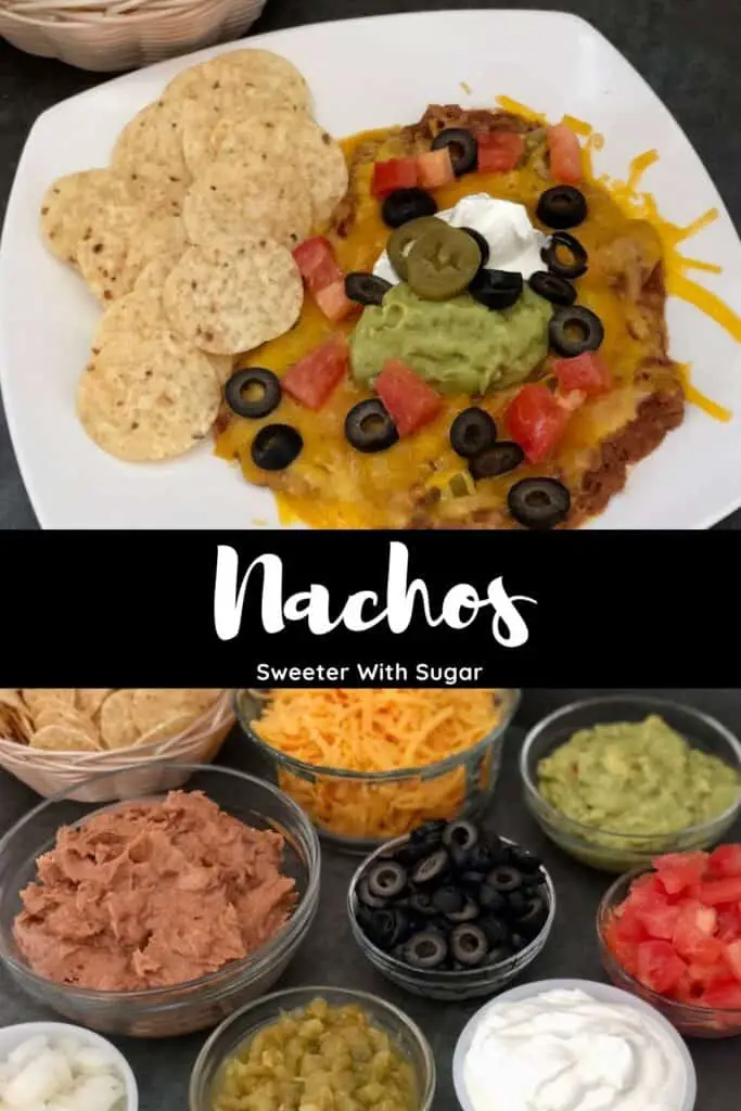 Nachos are a super easy dinner idea for busy nights. This recipe is loaded with yummy ingredients that are likely in your pantry. #Nachos #EasyWeeknightDinners #PantryMeals #MexicanRecipes #Snacks #Appetizers #NachoBar