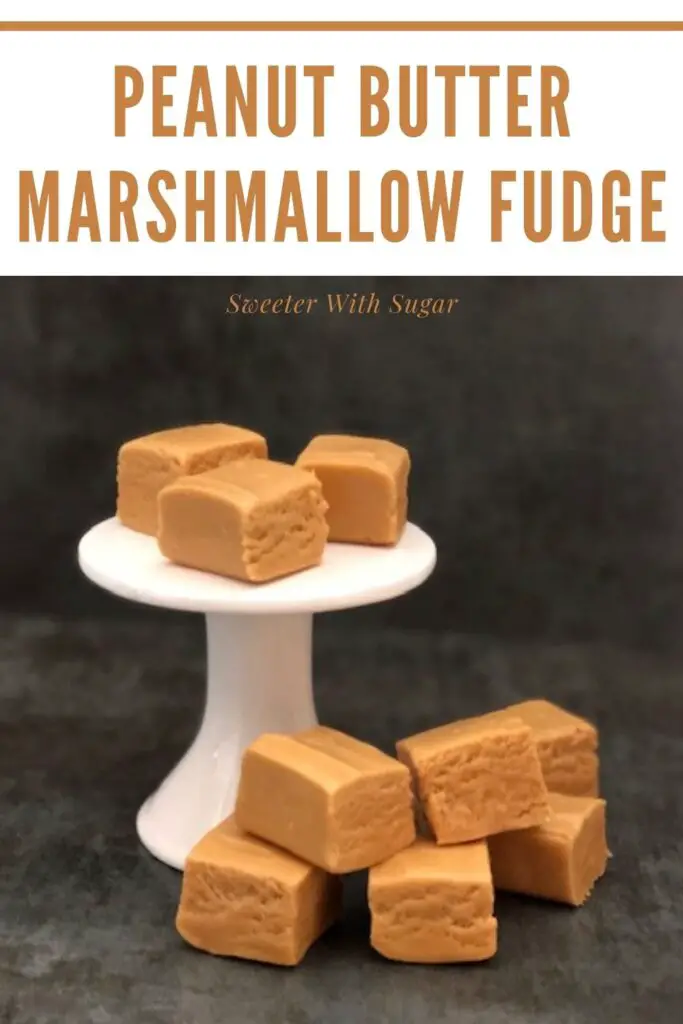 Peanut Butter Marshmallow Fudge is an easy homemade fudge recipe. Fudge is perfect for the holidays-for parties and gifts. #Fudge #Christmas #Holiday #HomemadeCandy #PeanutButter #Marshmallow