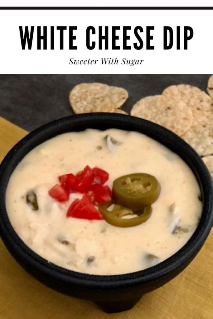 White Cheese Dip is an easy appetizer recipe that is easy and quick to make. #Dip #CheeseDip #Mexican #QuickAppetizers #WhiteCheeseDip #EasyRecipes #GameNightRecipes