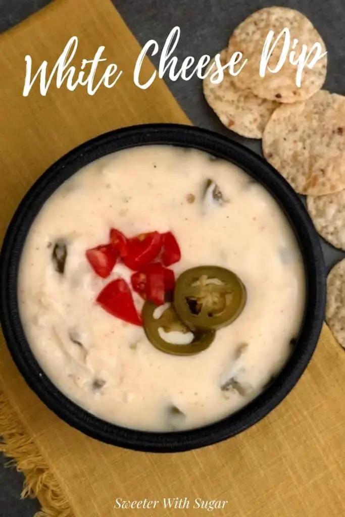 White Cheese Dip is an easy appetizer recipe that is easy and quick to make. #Dip #CheeseDip #Mexican #QuickAppetizers #WhiteCheeseDip #EasyRecipes #GameNightRecipes