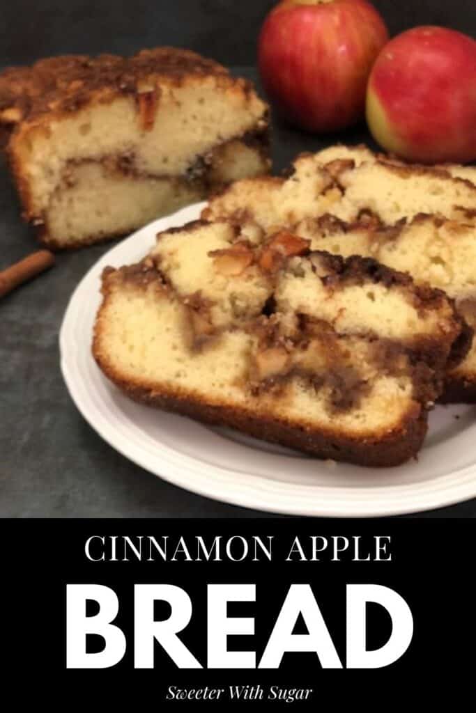 Cinnamon Apple Bread is a simple and delicious sweet bread recipe. It is moist and flavorful. #Bread #Cinnamon #Apples #BreadRecipes #HomemadeBread #ApplesAndCinnamon #FallRecipes #EasyRecipes