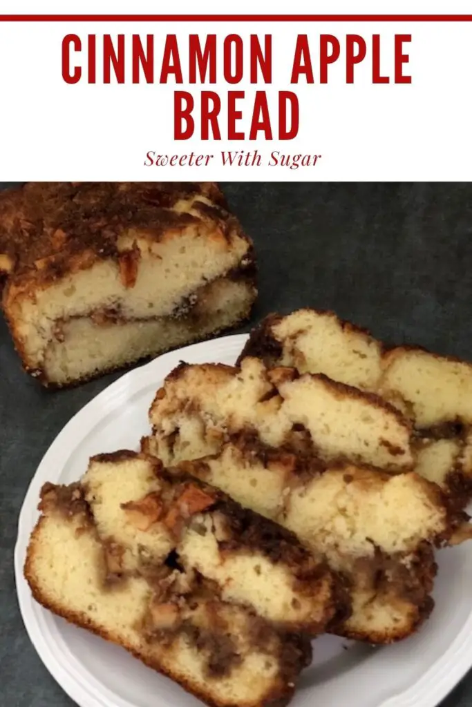 Cinnamon Apple Bread is a simple and delicious sweet bread recipe. It is moist and flavorful. #Bread #Cinnamon #Apples #BreadRecipes #HomemadeBread #ApplesAndCinnamon #FallRecipes #EasyRecipes