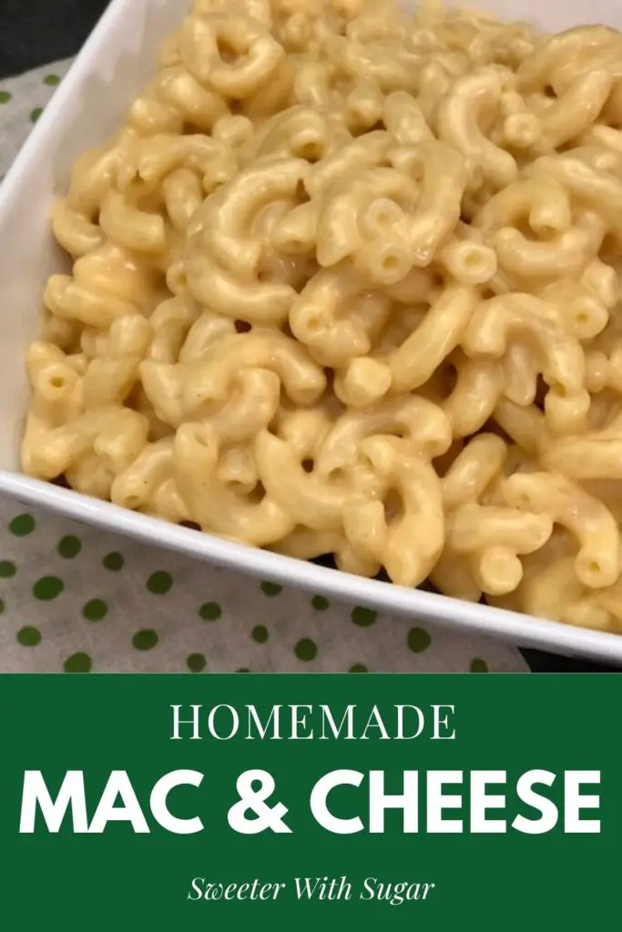 Homemade Mac & Cheese is a super simple recipe. The cheese sauce is creamy and delicious. #MacAndCheese #Pasta #Homemade #ComfortFood #CheeseSauce #EasyDinnerRecipe