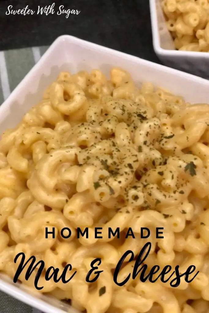 Homemade Mac & Cheese is a super simple recipe. The cheese sauce is creamy and delicious. #MacAndCheese #Pasta #Homemade #ComfortFood #CheeseSauce #EasyDinnerRecipe