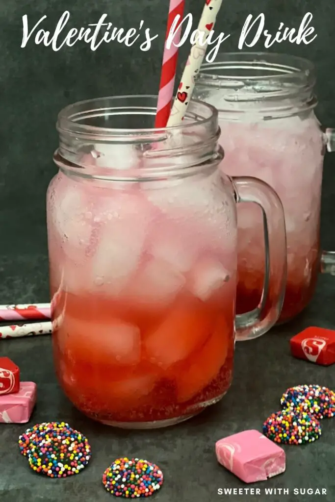 Valentine's Day Drink is a fun beverage for Valentine's Day. The kids will love making them and drinking them. #Drinks #Beverages #FruitPunch #SparklingWater #ValentinesDay #Kids #FamilyFun #HolidayRecipes
