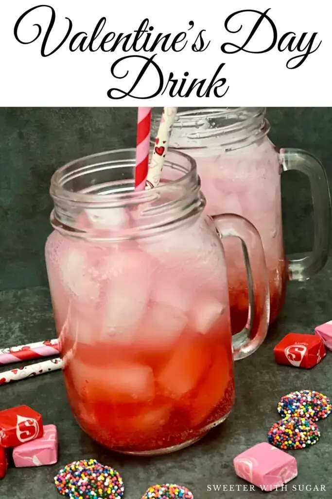 Valentine's Day Drink is a fun beverage for Valentine's Day. The kids will love making them and drinking them. #Drinks #Beverages #FruitPunch #SparklingWater #ValentinesDay #Kids #FamilyFun #HolidayRecipes