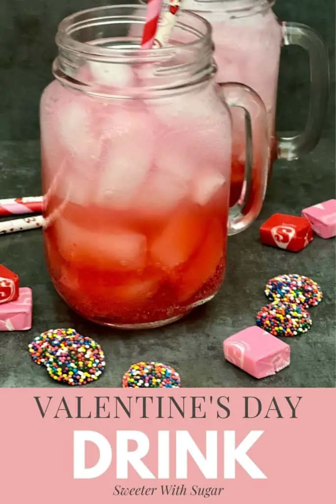 Valentine's Day Drink is a fun beverage for Valentine's Day. The kids will love making them and drinking them. #Drinks #Beverages #FruitPunch #SparklingWater #ValentinesDay #Kids #FamilyFun #HolidayRecipes