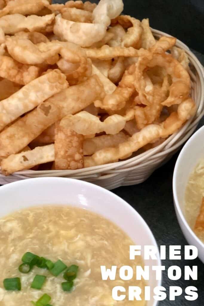 Fried Wonton Crisps are super simple to make and go so great in soups. #Wontons #Crackers #Chips #Soup #EggDropSoup #Homemade #EasyRecipes