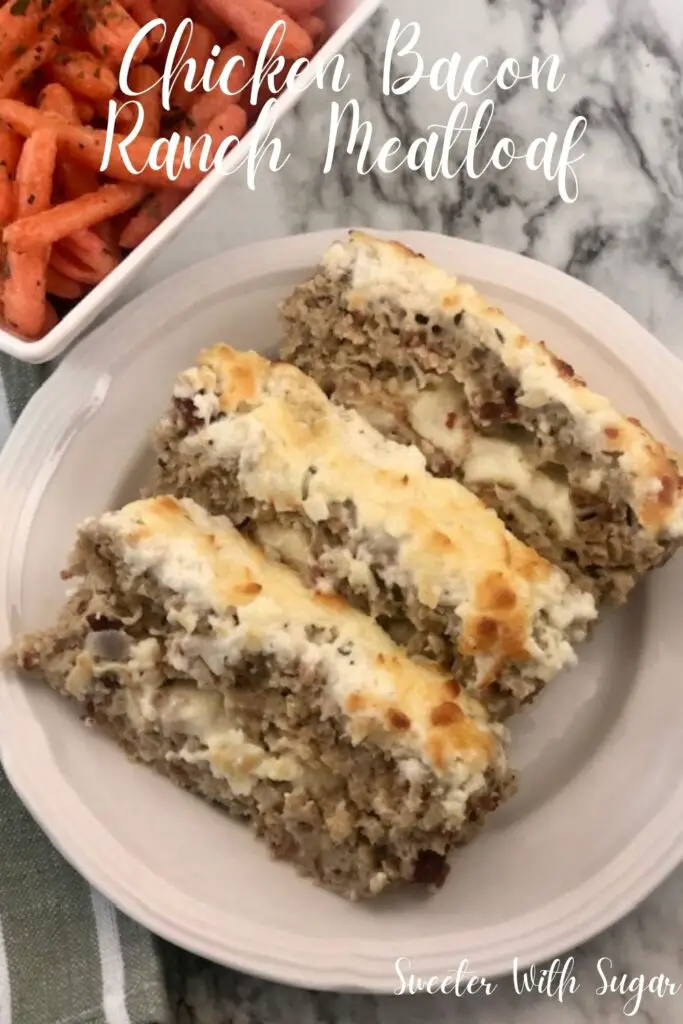 Chicken Bacon Ranch Meatloaf is a yummy Meatloaf recipe that is perfect or any night of the week. It is easy and a great comfort food recipe. #Meatloaf #Homemade #MeatloafRecipes #ChickenRecipes #ComfortFoodRecipes #BaconRecipes #Ranch #GroundChicken #DinnerRecipes