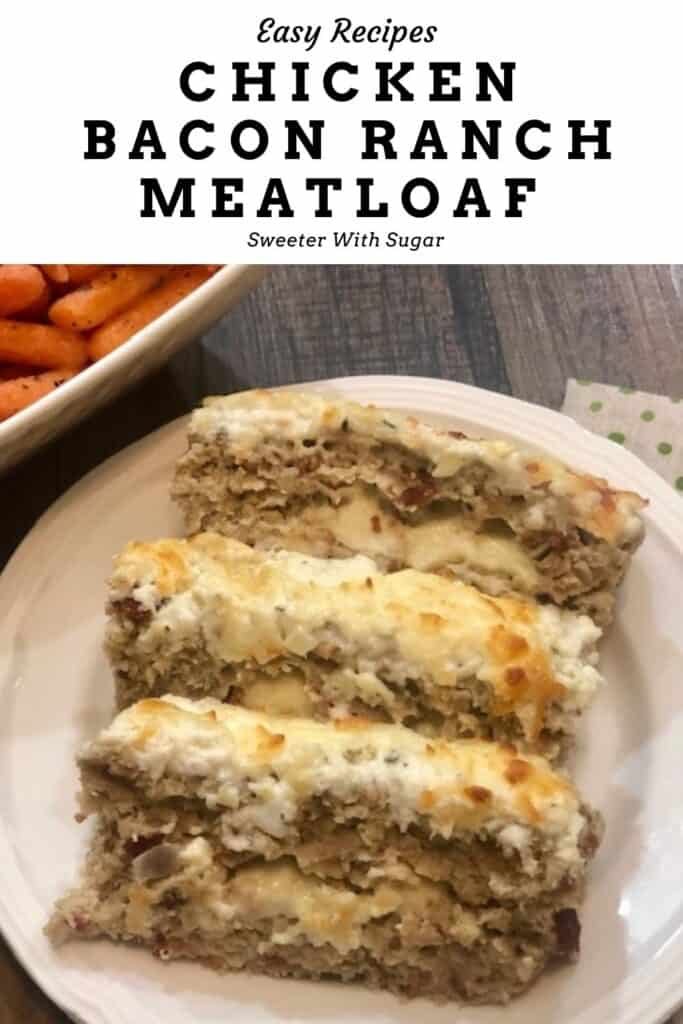 Chicken Bacon Ranch Meatloaf is a yummy Meatloaf recipe that is perfect or any night of the week. It is easy and a great comfort food recipe. #Meatloaf #Homemade #MeatloafRecipes #ChickenRecipes #ComfortFoodRecipes #BaconRecipes #Ranch #GroundChicken #DinnerRecipes