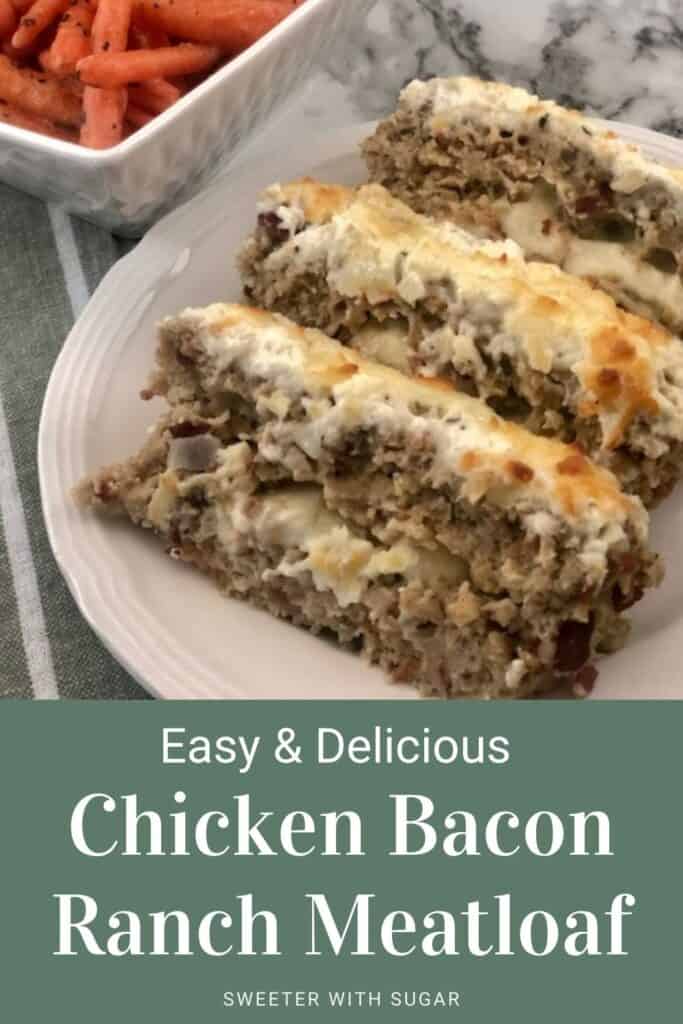 Chicken Bacon Ranch Meatloaf is a yummy Meatloaf recipe that is perfect or any night of the week. It is easy and a great comfort food recipe. #Meatloaf #Homemade #MeatloafRecipes #ChickenRecipes #ComfortFoodRecipes #BaconRecipes #Ranch #GroundChicken #DinnerRecipes