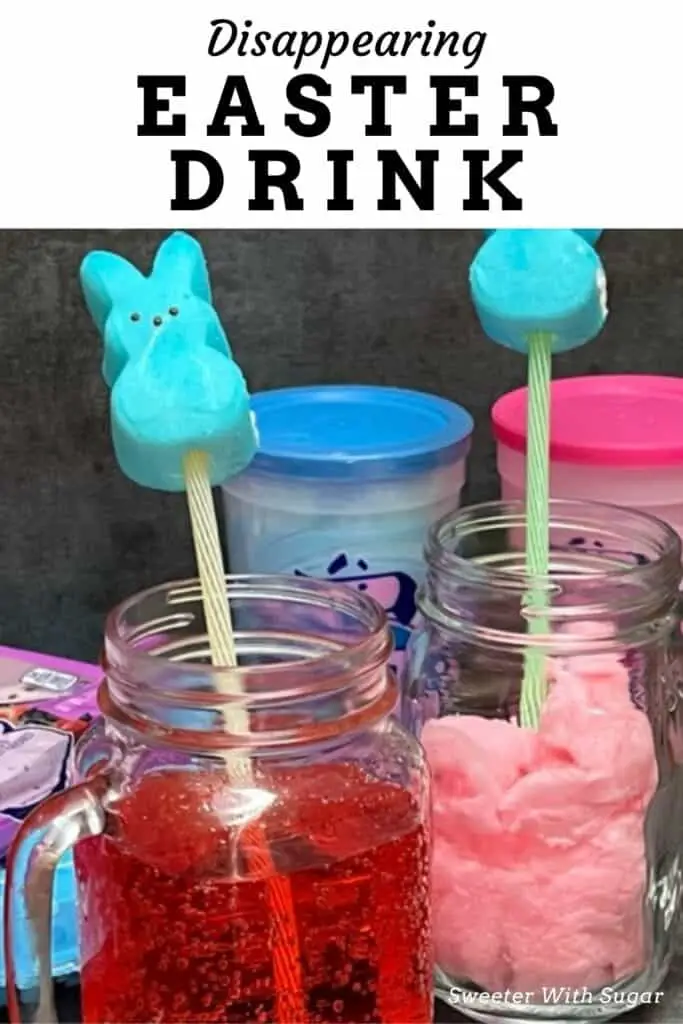 Disappearing Easter Drink is a fun beverage your kids will love to make and drink. You will only need two ingredients for the beverage.  #Beverages #Easter #Holiday #CottonCandy #Soda #KidFriendly #FamilyFun #PartyIdeas