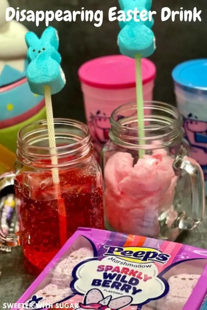 Disappearing Easter Drink is a fun beverage your kids will love to make and drink. You will only need two ingredients for the beverage.  #Beverages #Easter #Holiday #CottonCandy #Soda #KidFriendly #FamilyFun #PartyIdeas