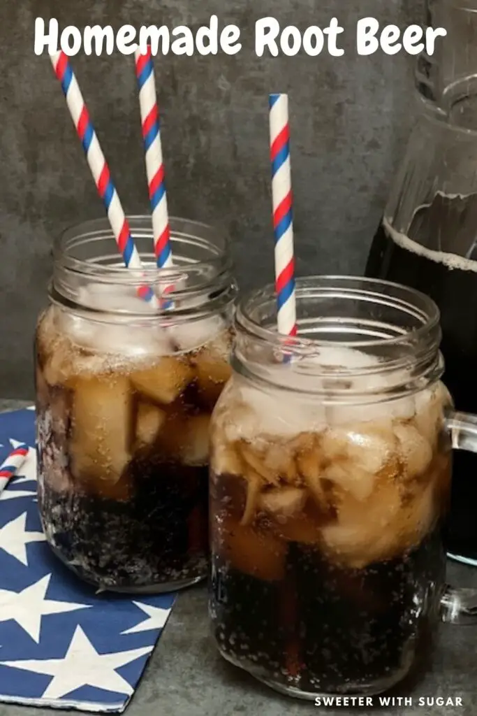 Homemade Root Beer is a fun and yummy beverage. The kids will love watching the dry ice carbonate the root beer. This is a perfect beverage for summer barbecues and Halloween. #RootBeer #Beverages #Halloween #Homemade #FourthOfJuly #Holiday