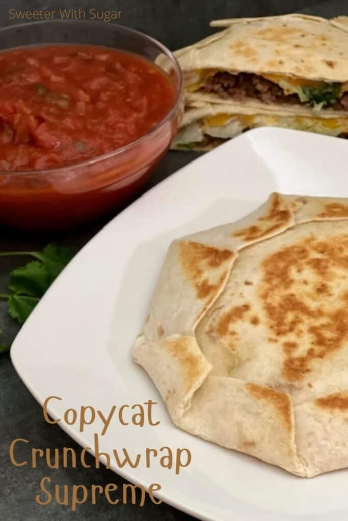 Copycat Crunchwrap Supreme is a must try-it is better than the original Taco Bell Crunchwrap. This is an easy and delicious dinner recipe. #Crunchwrap #TacoBell #CopycatRecipes #DinnerIdeas #Beef #CrunchwrapSupreme #FavoriteRecipes