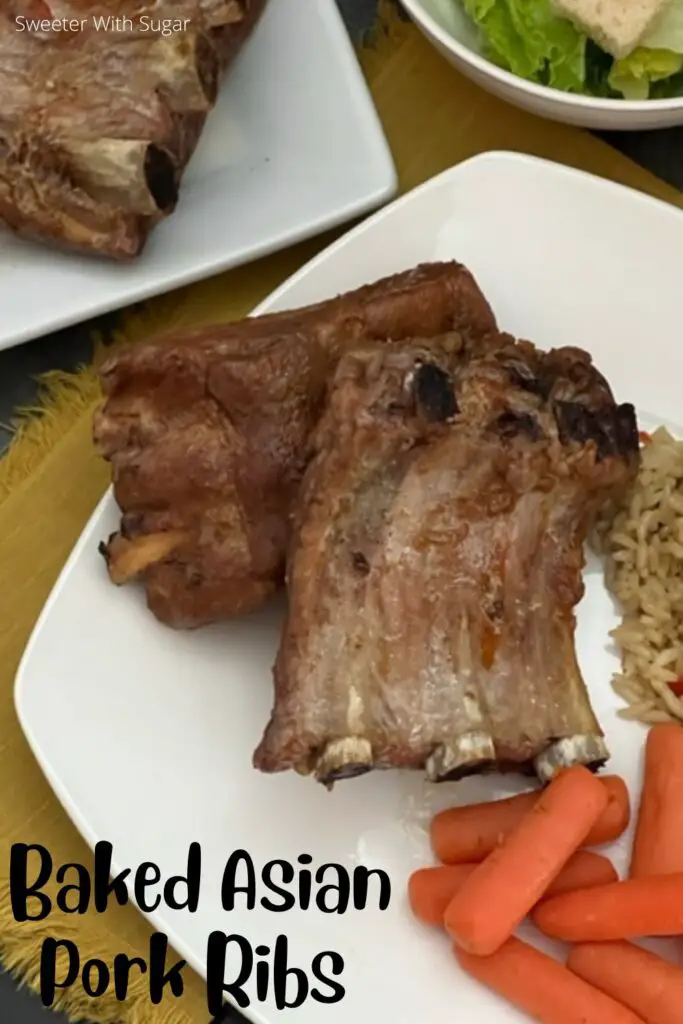 Baked Asian Pork Ribs are an easy dinner recipe with an Asian taste. #Ribs #Pork #PorkRibs #BakedRibs #Asian #Marinade 