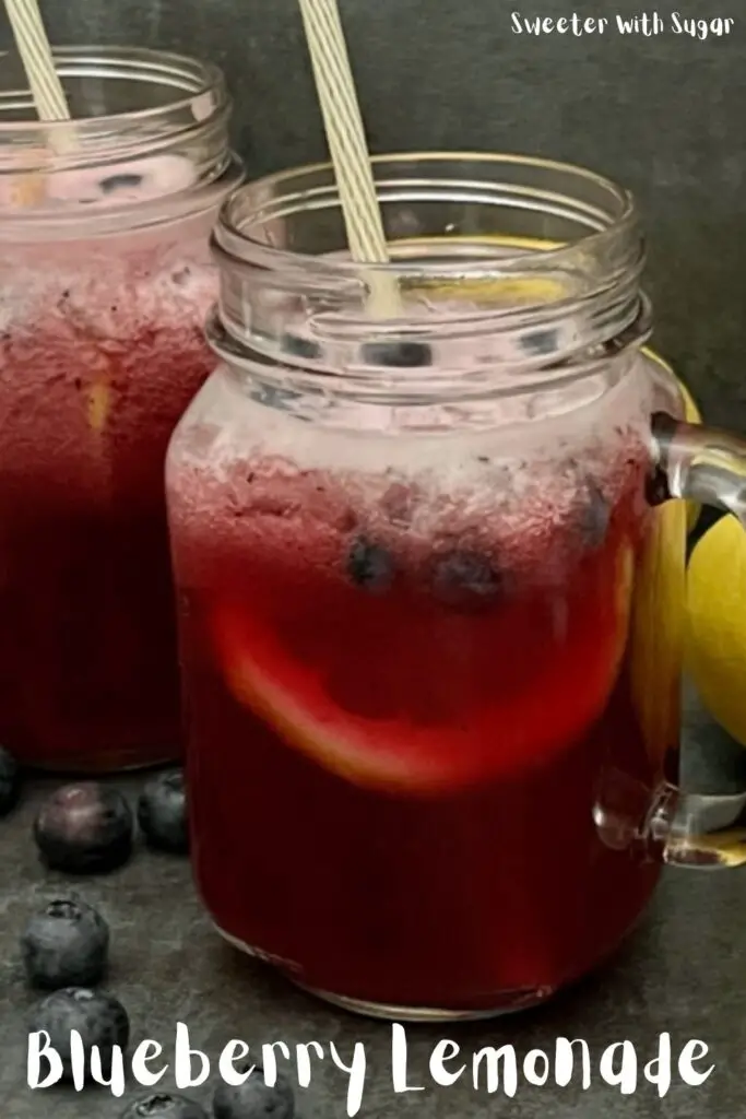 Blueberry Lemonade is a sweet and refreshing beverage. This drink recipe has the lemon and blueberry flavors everyone loves! #HomemadeLemonade #Blueberry #EasyBeverage #DrinkRecipes #BlueberryLemondade
