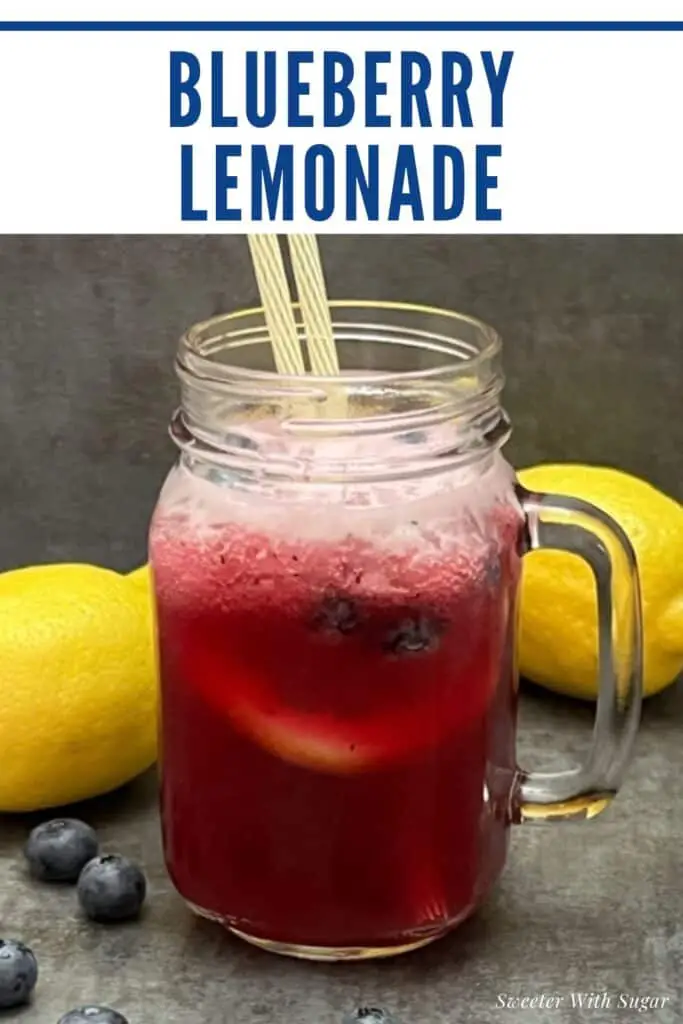 Blueberry Lemonade is a sweet and refreshing beverage. This drink recipe has the lemon and blueberry flavors everyone loves! #HomemadeLemonade #Blueberry #EasyBeverage #DrinkRecipes #BlueberryLemondade