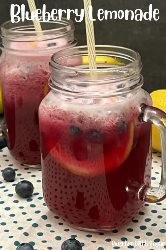 Blueberry Lemonade is a sweet and refreshing beverage. This drink recipe has the lemon and blueberry flavors everyone loves! #HomemadeLemonade #Blueberry #EasyBeverage #DrinkRecipes #BlueberryLemondade