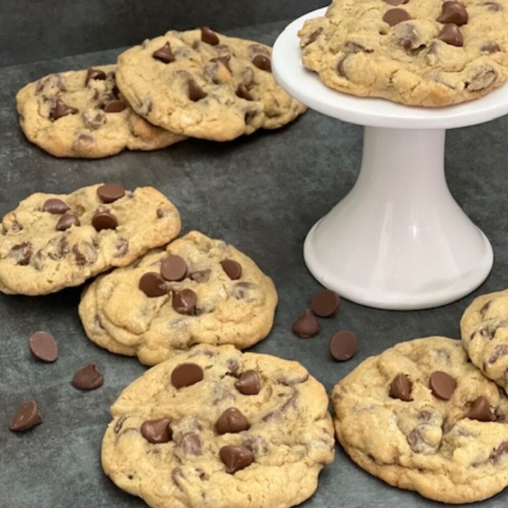 Copycat Crumbl Chocolate Chip Cookies are a must try cookie recipe. The flavor and texture are perfect. #CopycatRecipes #CopycatCrumblCookies #ChocolateChipCookies #EasyCookieRecipes #Cookies