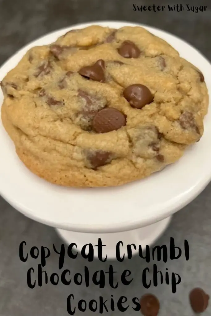 Copycat Crumbl Chocolate Chip Cookies are a must try cookie recipe. The flavor and texture are perfect. #CopycatRecipes #CopycatCrumblCookies #ChocolateChipCookies #EasyCookieRecipes #Cookies