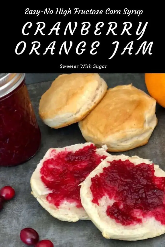 Cranberry Orange Jam is a simple and delicious jam recipe that is perfect for the holidays. It tastes wonderful and is so pretty! Plus it uses no Pectin. #JamRecipes #Cranberry #Orange #NoPectinJam #HomemadeJam