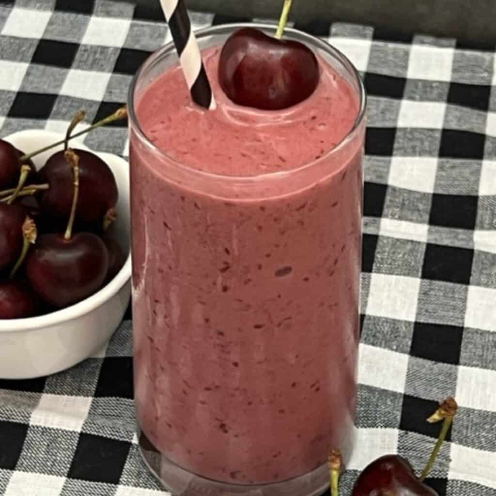 Cherry Vanilla Smoothie is a quick and easy to make beverage recipe the whole family will love. The cherries make this smoothie so delicious. #Smoothies #BreakfastBeverage #DrinkRecipes #FrozenDrinks