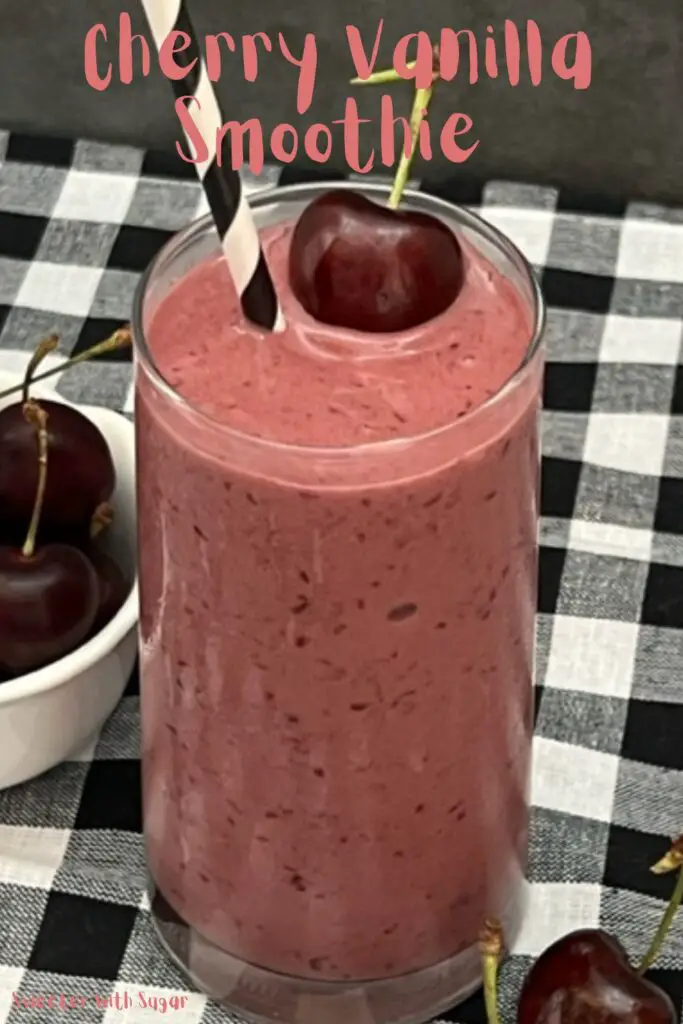 Cherry Vanilla Smoothie is a quick and easy to make beverage recipe the whole family will love. The cherries make this smoothie so delicious. #Smoothies #BreakfastBeverage #DrinkRecipes #FrozenDrinks