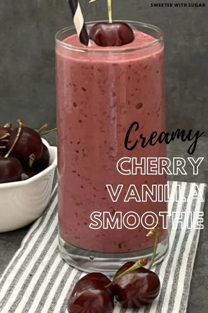 Cherry Vanilla Smoothie is a quick and easy to make beverage recipe the whole family will love. The cherries make this smoothie so delicious. #Smoothies #BreakfastBeverage #DrinkRecipes #FrozenDrinks