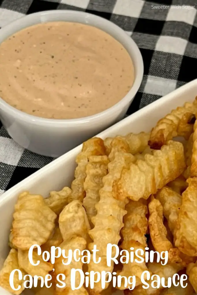 Copycat Raising Cane's Dipping Sauce is a super simple and yummy dipping sauce recipe that is great with chicken, fries, burgers and brats. #RaisingCanesDippingSauce #FrySauce #Condiments #CopycatRecipes