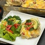 Avocado Salsa Chicken Enchilada Casserole