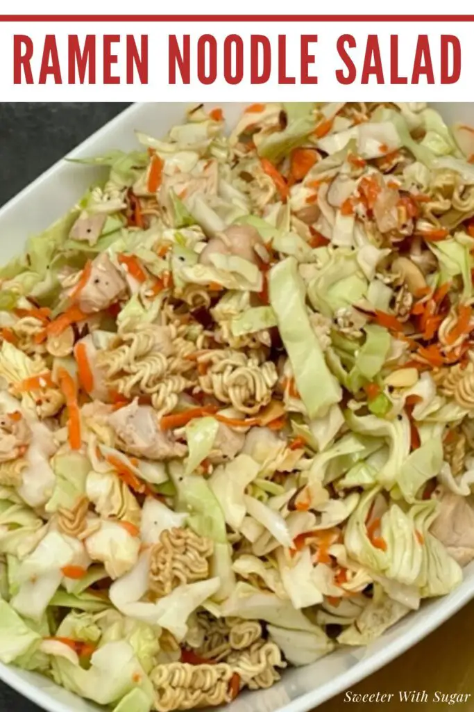 Ramen Noodle Salad is a simple dinner recipe that is flavorful and delicious. This recipe makes a great meal. #Dinner #ChineseChickenSalad #SaladRecipes #AsianRecipes #EasyRecipes #Ramen