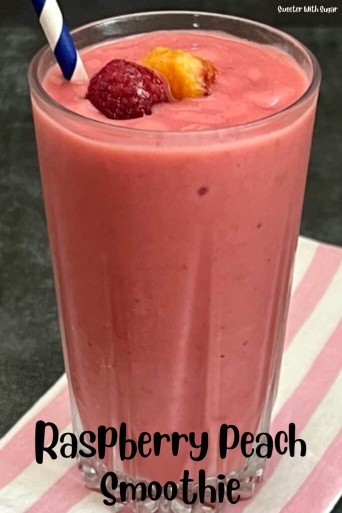 Raspberry Peach Smoothie is a smooth and creamy breakfast recipe. This smoothie has great flavor and it is quick and easy to make. #Breakfast #BreakfastSmoothies #Smoothies #DrinkRecipes #HealthyBreakfastDrinks 