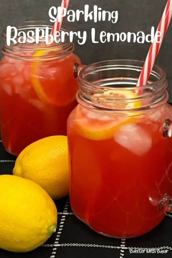 Sparkling Raspberry Lemonade is a super simple beverage recipe that tastes great and is perfect for summer. #Beverages #Lemonade #RaspberryLemonade #SummerDrinks #EasyRecipes