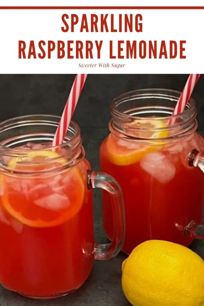 Sparkling Raspberry Lemonade is a super simple beverage recipe that tastes great and is perfect for summer. #Beverages #Lemonade #RaspberryLemonade #SummerDrinks #EasyRecipes