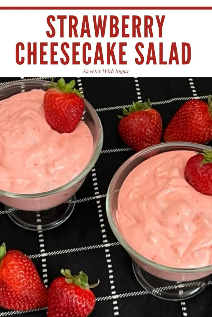 Strawberry Cheesecake Jell-O Salad is a simple, delicious Jell-O fruit salad recipe. This recipe uses fresh strawberries. #JellO #JelloSalads #Strawberries #FruitSalads #SummerSalads #Cheesecake