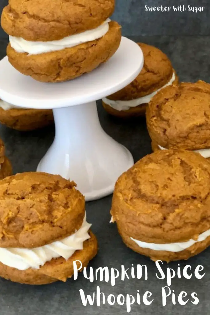 Pumpkin Spice Whoopie Pies are delicious and fun to make for the fall season. They are the perfect dessert! #Pumpkin #PumpkinRecipes #Cookies #WhoopiePies #MarshmallowFrosting