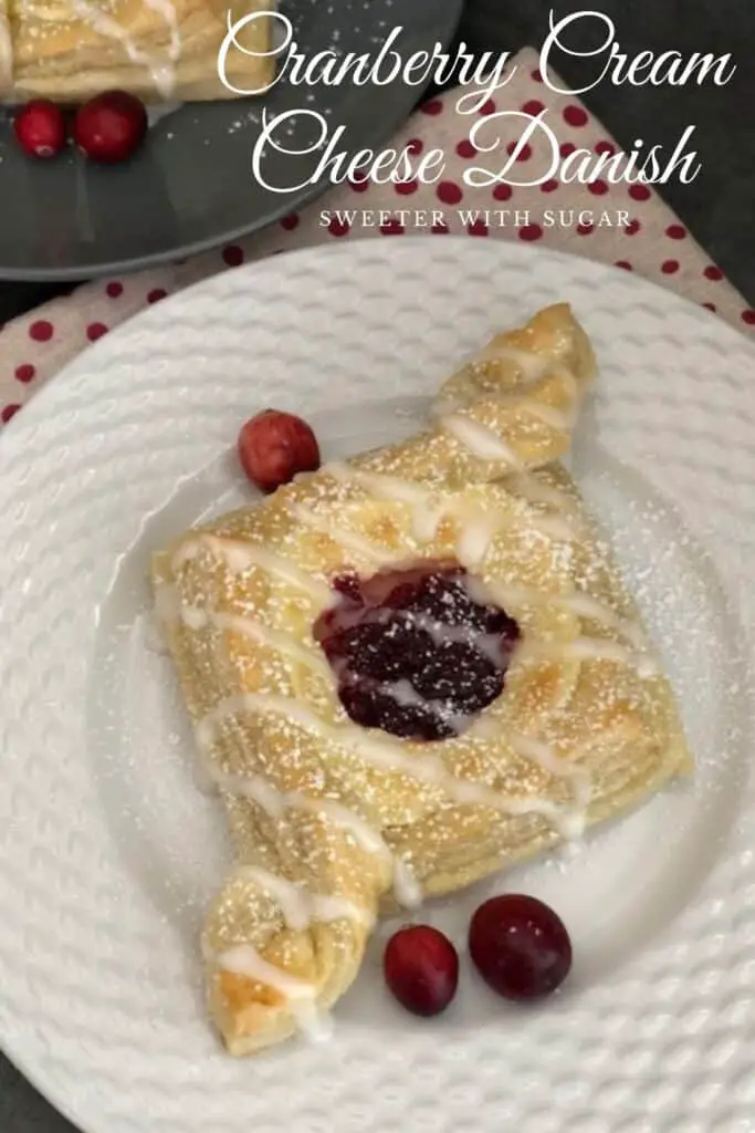 Cranberry Cream Cheese Danish is a flaky and yummy danish that is perfect for the holidays! #Danish #PuffPastry #CreamCheese #Cranberry #PastryRecipes