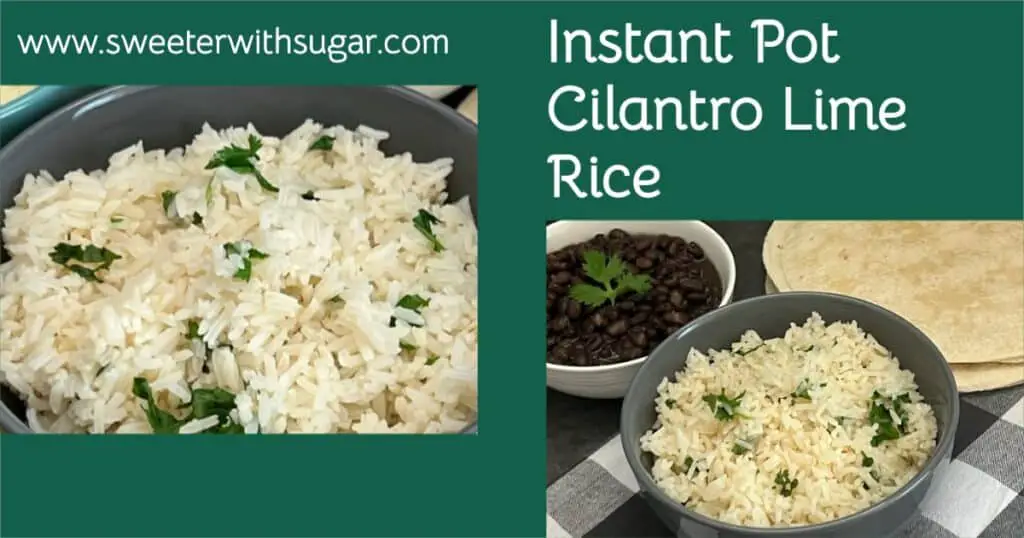 Instant Pot Cilantro Lime Rice is so easy and quick. The lime and cilantro flavors make this a perfect rice for burritos. #InstantPot #Rice #Sides #CopyCat #CafeRio