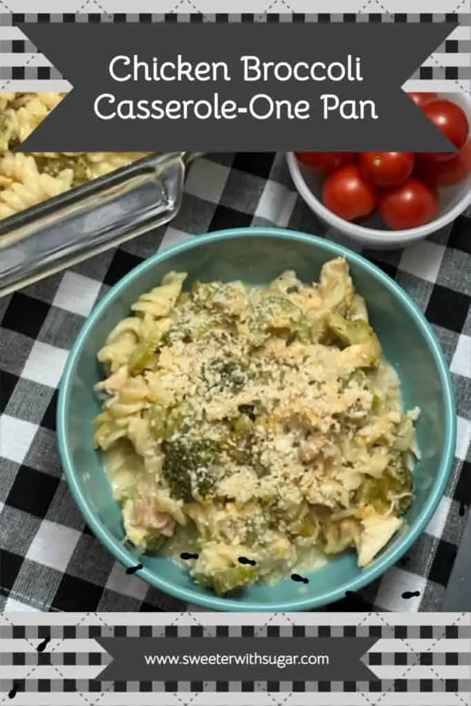 Chicken Broccoli Casserole is a yummy one pan dinner recipe that works great with left-over turkey, too. It has protein and veggies for a complete meal. #ThanksgivingLeftovers #Turkey #RotisserieChickenRecipes #OnePanMeals #EasyDinners #Casseroles   