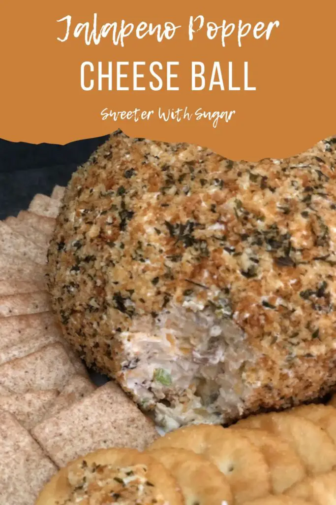 Jalapeño Popper Cheese Ball is a flavorful cheese ball filled with cream cheese, cheddar and parmesan cheeses, jalapeños and more. If you love jalapeño poppers, you will love this cheese ball.#JalapenoPopper #CheeseBall #Appetizers #PartyFoods #SuperBowl