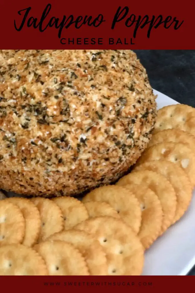 Jalapeño Popper Cheese Ball is a flavorful cheese ball filled with cream cheese, cheddar and parmesan cheeses, jalapeños and more. If you love jalapeño poppers, you will love this cheese ball.#JalapenoPopper #CheeseBall #Appetizers #PartyFoods #SuperBowl