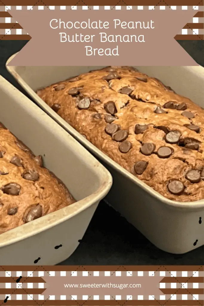 Chocolate Peanut Butter Banana Bread is a simple, moist and delicious banana bread recipe that is perfect anytime. #BananaBread #Chocolate #PeanutButter #BreadRecipes 