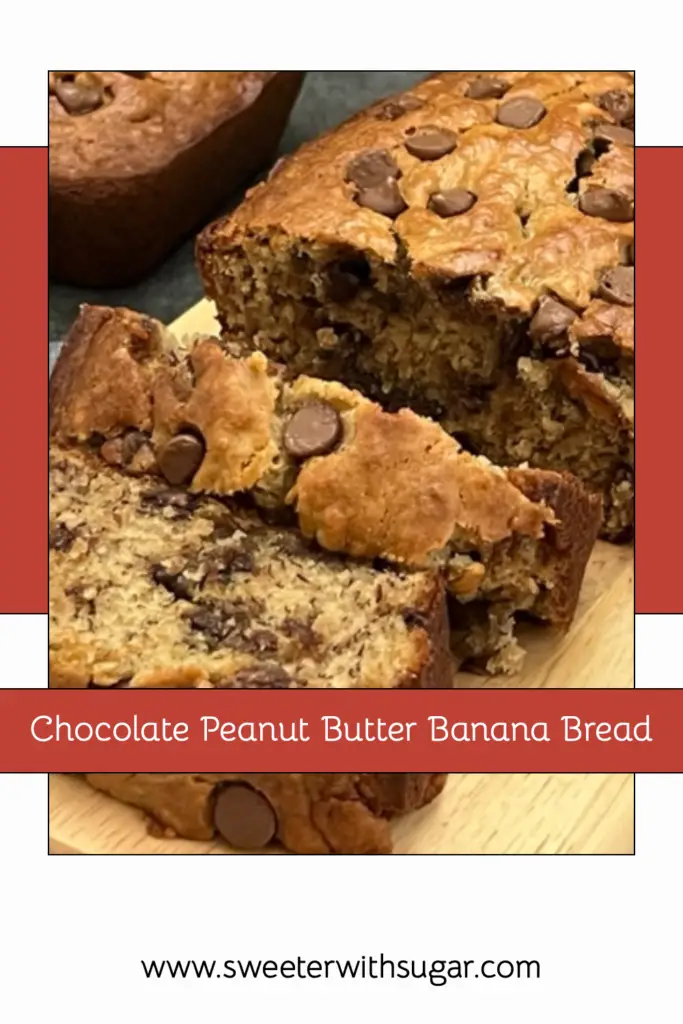 Chocolate Peanut Butter Banana Bread is a simple, moist and delicious banana bread recipe that is perfect anytime. #BananaBread #Chocolate #PeanutButter #BreadRecipes 