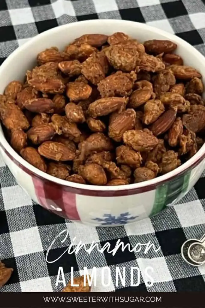 Cinnamon Almonds are the perfect snack! They are crunchy and sweet with a hint of cinnamon. #RoastedAlmonds #CopyCatRecipes #TotallyNutsCinnamonAlmonds #Cinnamon Almonds #CandiedAlmonds #CandiedNuts