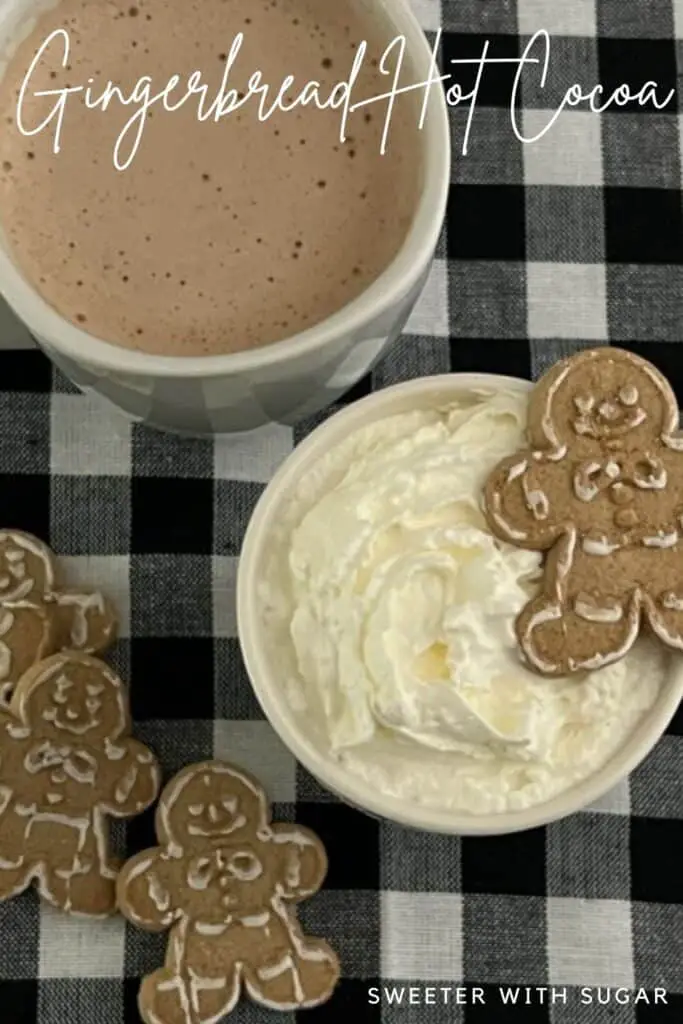 Gingerbread Hot Cocoa is a fun Christmas beverage full of sweet creamy chocolate with a hint of gingerbread. #HotCocoa #GingerbreadHotCoccoa #Gingerbread #Christmas #Holiday #Beverages