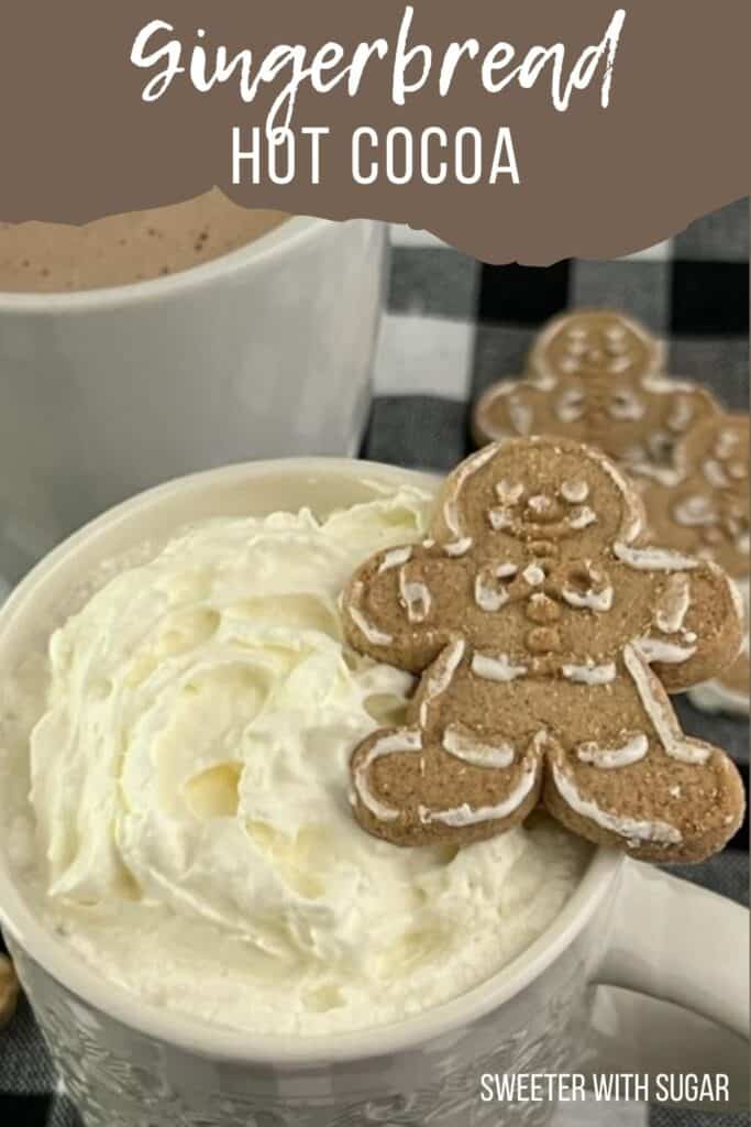 Gingerbread Hot Cocoa is a fun Christmas beverage full of sweet creamy chocolate with a hint of gingerbread. #HotCocoa #GingerbreadHotCoccoa #Gingerbread #Christmas #Holiday #Beverages