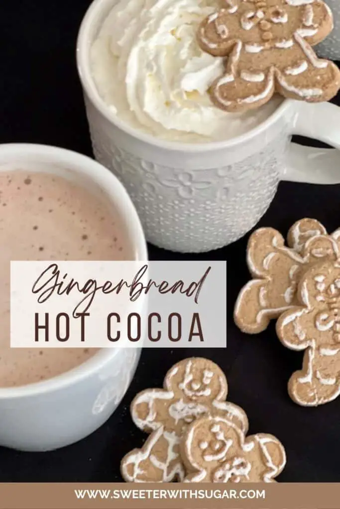 Gingerbread Hot Cocoa is a fun Christmas beverage full of sweet creamy chocolate with a hint of gingerbread. #HotCocoa #GingerbreadHotCoccoa #Gingerbread #Christmas #Holiday #Beverages